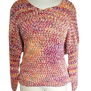 Vintage 90s Sweater Multicolor M/L Womens Crochet Knit Oversized Boho Y2K Retro